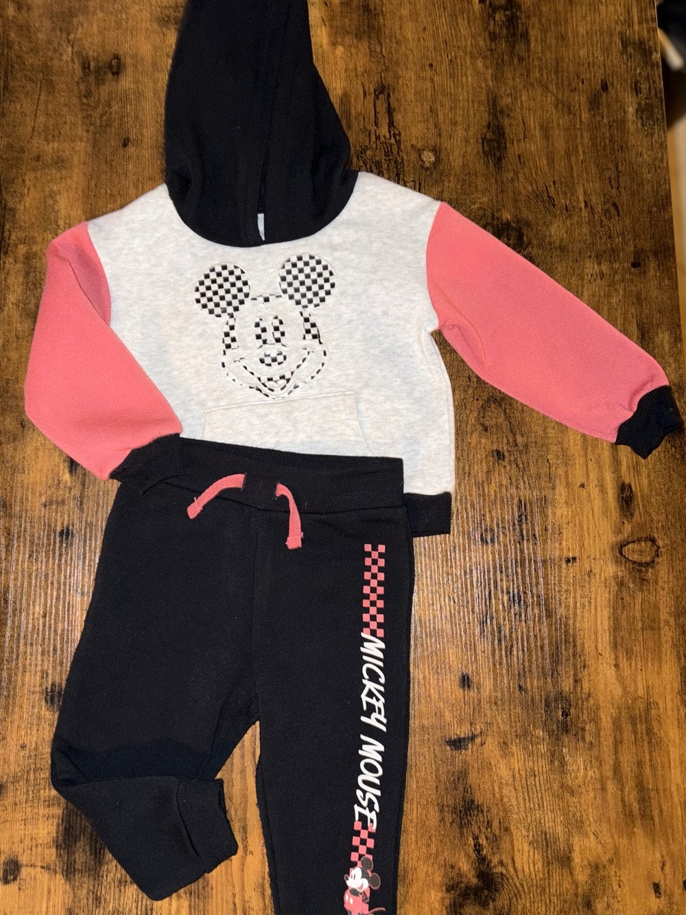Disney Kids Mickey Jogger Set - Pink/red, Gray, Black